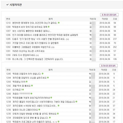 \'이불 밖은 위험해\' 시청자 게시판 상황/사진=MBC \'이불 밖은 위험해\' 홈페이지