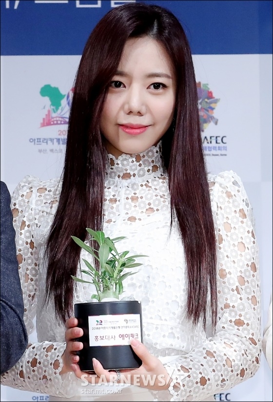 걸그룹 에이핑크 김남주가 13일 오전 서울 광화문 KT 스퀘어 드림홀에서 열린 \'2018 아프리카개발은행(AfDB) 연차총회 및 한ㆍ아프리카 경제협력회의(KOAFEC)\' 홍보대사 위촉식에 참석한 모습 /사진=김창현 기자
