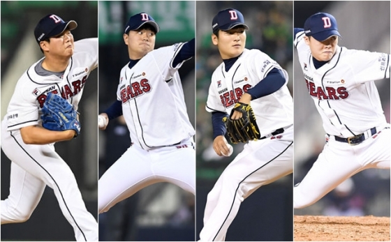 함덕주, 이영하, 곽빈, 박치국(왼쪽부터)