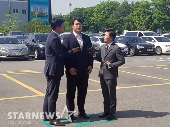 경찰에 출석한 조상우./사진=박수진 기자