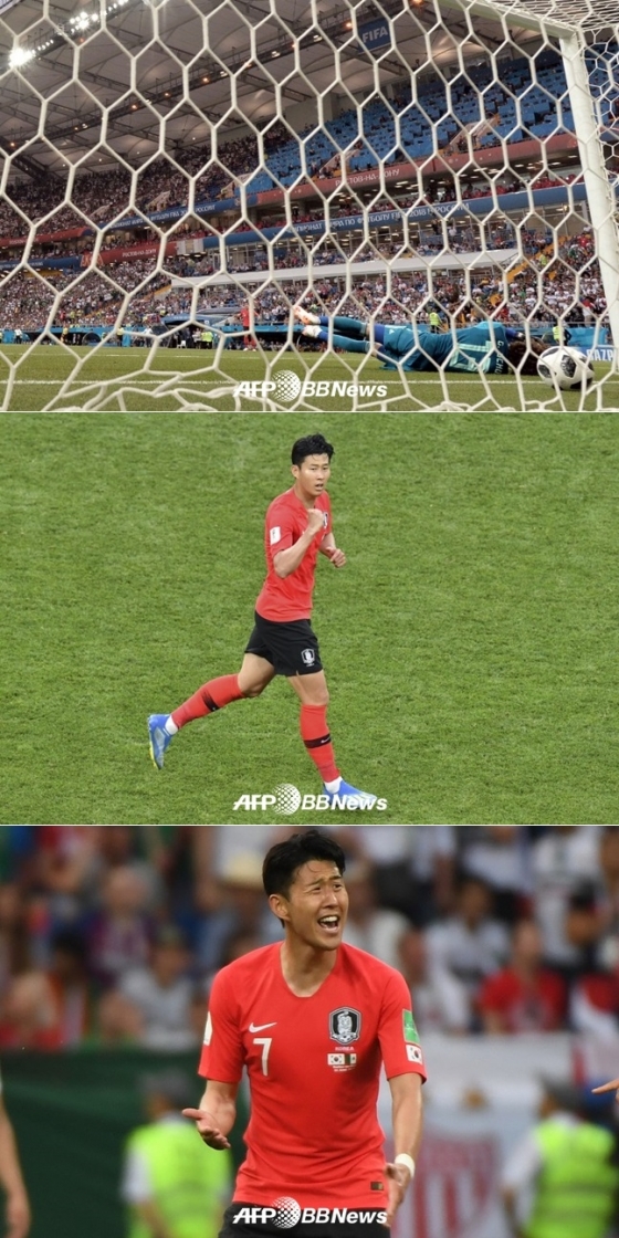 손흥민의 멕시코전 득점 순간 /AFPBBNews=뉴스1