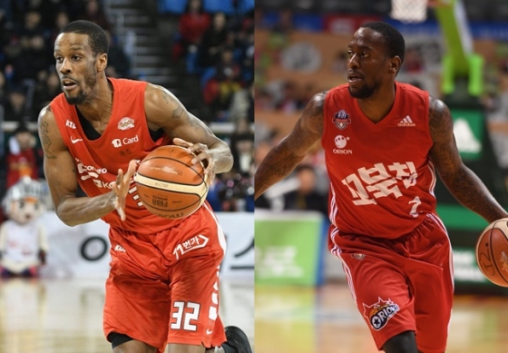 서울 SK에서 다시 만나게 된 애런 헤인즈와 오데리언 바셋. /사진=KBL 제공