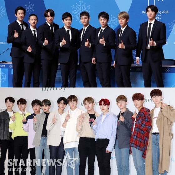 (위부터) 엑소, 워너원 /사진=스타뉴스