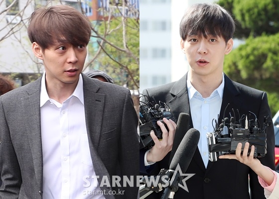 4월 26일 수원지방법원에 영장실질심사를 받는 박유천(사진 왼쪽), 4워 17일 수원경기지방경찰청에서 조사 받기 전 출석한 박유천/사진=스타뉴스