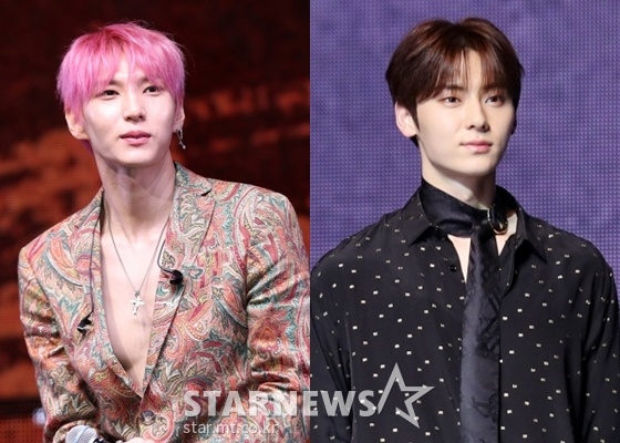 그룹 빅스 멤버 레오(정택운, 왼쪽), 뉴이스트 멤버 황민현 /사진=김휘선 기자