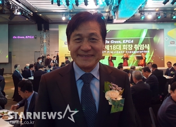 14일 구자철 KPGA 회장 취임식에 참석한 안성기 홍보대사./사진=심혜진 기자