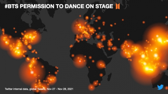   'BTS Permission to Dance on Stage' 트위터 글로벌 트렌드 맵 /사진제공=트위터