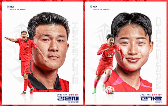 김민재(왼쪽)와 천가람. /사진=대한축구협회 제공