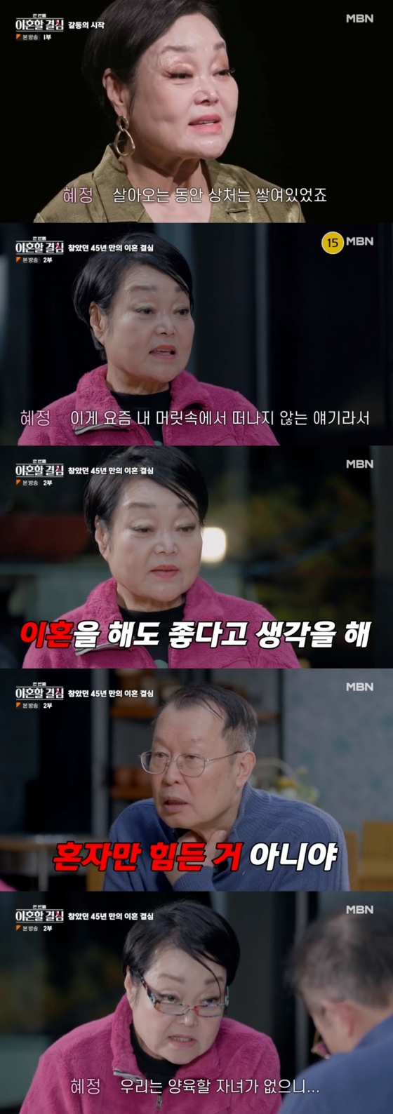 이혜정 고민환 / 사진=MBN 한 번쯤 이혼할 결심