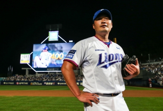 오승환의 KBO 통산 400세이브 달성 순간. /사진=삼성 라이온즈