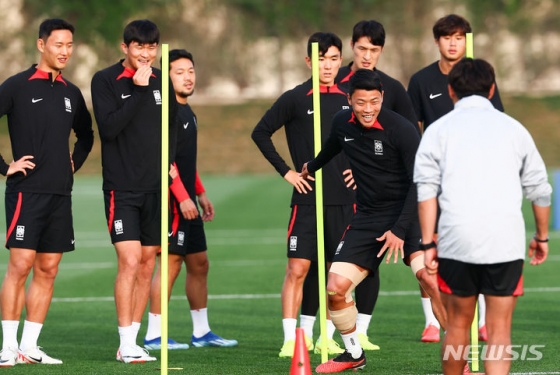 한국 축구대표팀 훈련 모습. /사진=뉴시스