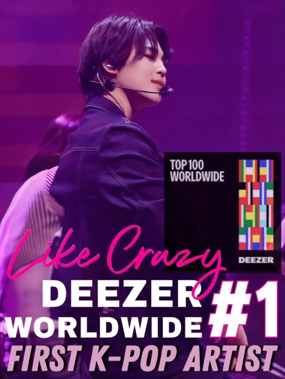 'K팝 레전드' 방탄소년단 지민, '라이크 크레이지'로 韓아티스트 최초 Deezer 월드와이드 1위