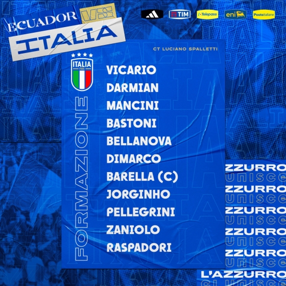 이탈리아의 에콰도르전 선발 출전 명단. /사진=이탈리아 국가대표팀 공식 사회관계망서비스(SNS)