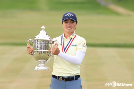 사소 유카가 US여자오픈에서 우승한 뒤 세리머니를 펼치고 있다. /AFPBBNews=뉴스1