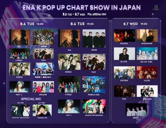 ENA '케이팝업 차트쇼' 일본 진출..8월 6~7일 요쿄하마 공연