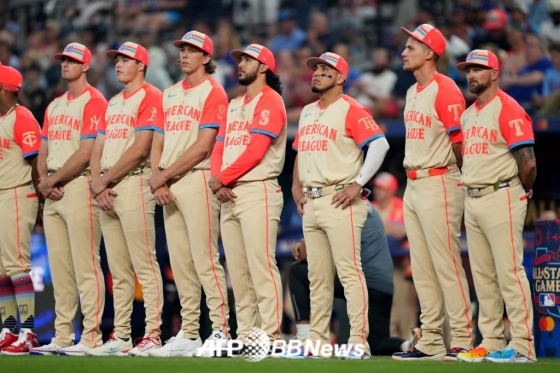 2024 미국 프로야구 메이저리그(MLB) 올스타전에 출전한 아메리칸리그 올스타 선수들. /AFPBBNews=뉴스1