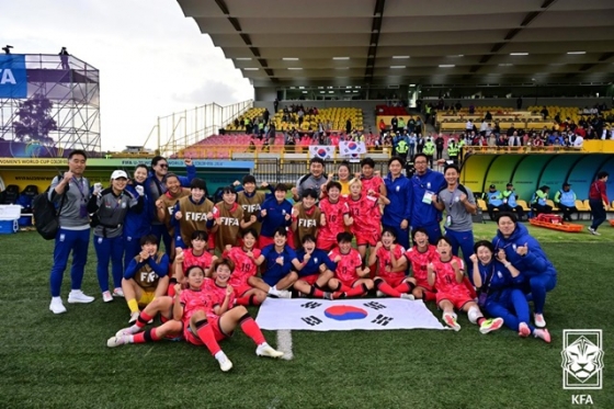 기뻐하는 한국 선수들. /사진=대한축구협회 제공