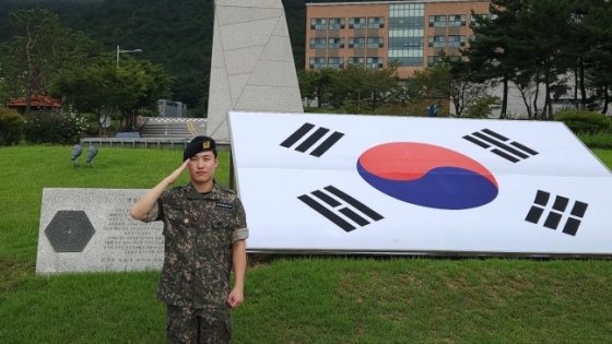 19일 만기전역한 조영재. /사진=국군체육부대 제공