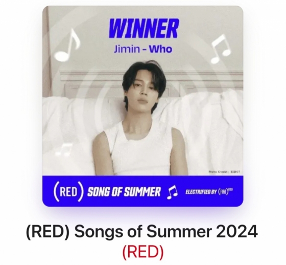 방탄소년단 지민 'Who',  RED '2024 송 오브 서머' 1위