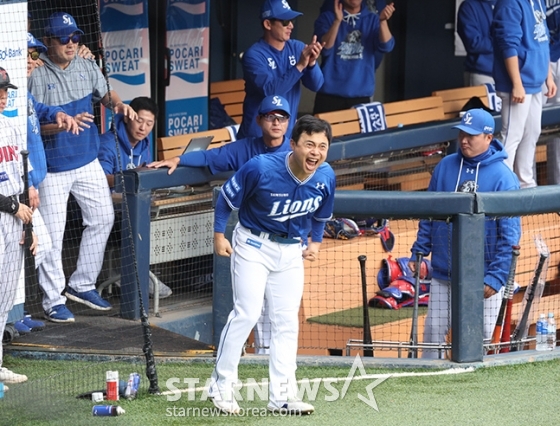 [포토] 김헌곤 '사자후로 영웅맞이'