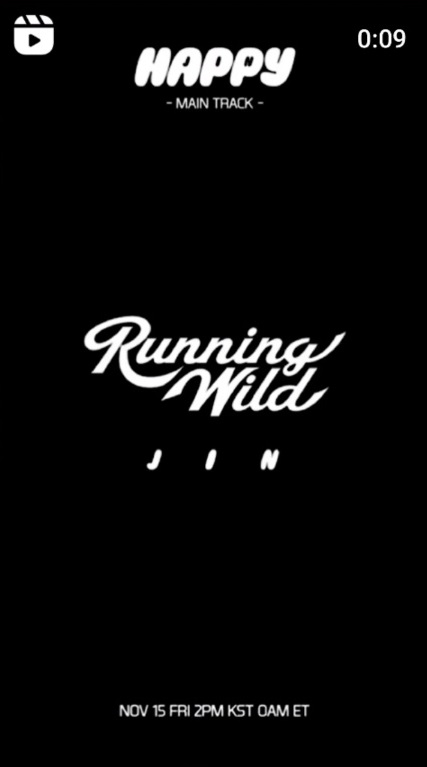 방탄소년단 진, 첫 솔로 앨범 타이틀곡 'Running Wild' 포스터 공개..전 세계 팬 '환호'