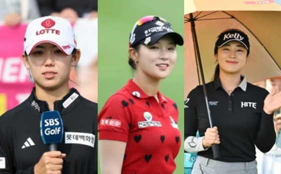 2024시즌 KLPGA 인기상 경합을 벌이고 있는 황유민(왼쪽부터), 박현경, 윤이나. /사진=KLPGT 제공