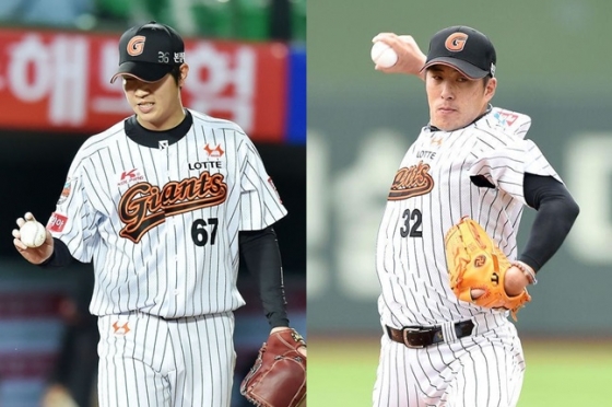 롯데 시절의 김성배(왼쪽)와 김승회. /사진=OSEN