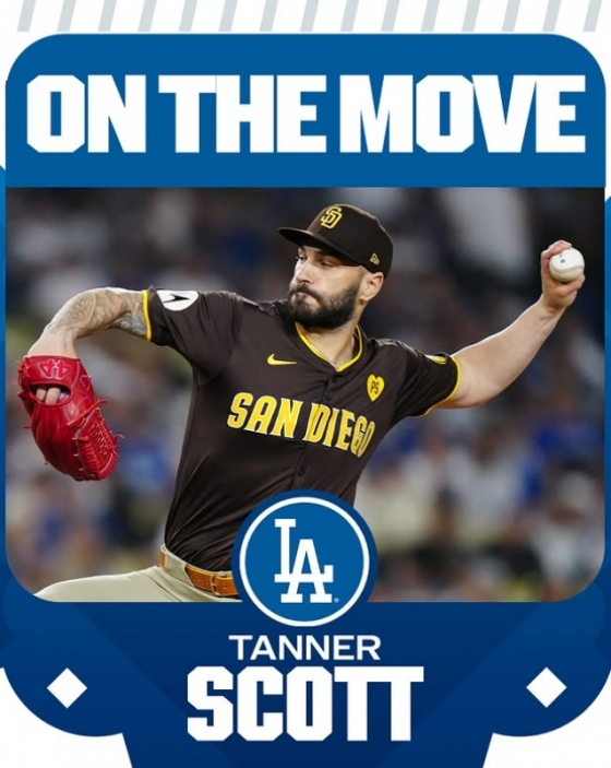 LA 다저스의 태너 스캇 영입 소식을 전한 MLB.com 공식 SNS 채널. /사진=MLB.com 공식 SNS 갈무리