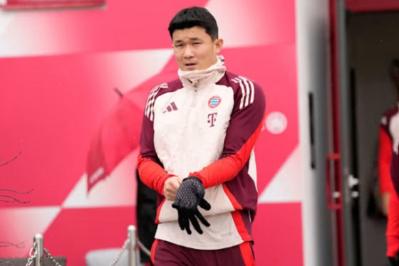 지난 28일 화요일 훈련에서 모습을 드러낸 김민재의 모습. /사진=바이에른 뮌헨 공식 홈페이지