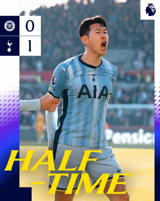 손흥민의 전반전 코너킥 득점 관여로 1-0으로 앞선 토트넘. /사진=토트넘 홋스퍼 공식 사회관계망서비스(SNS)