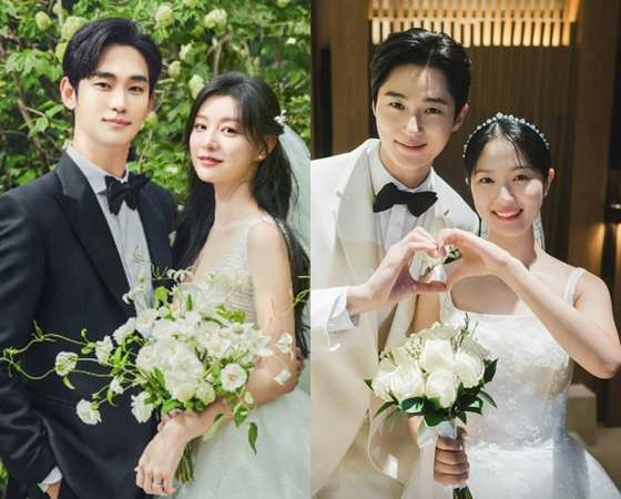 왼쪽부터 김수현·김지원, 변우석·김혜윤 /사진=tvN '눈물의 여왕', '선재 업고 튀어'