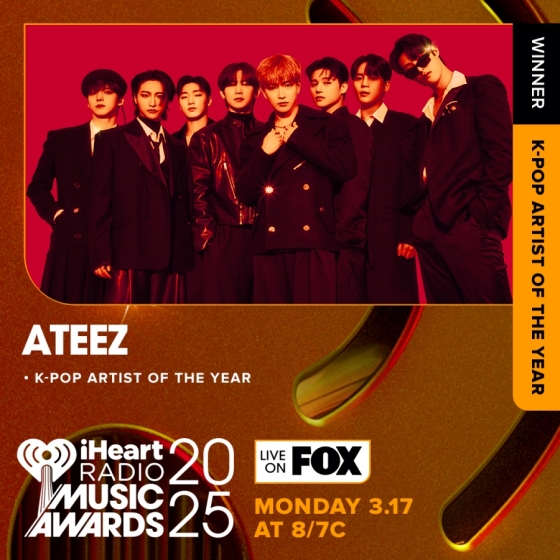 에이티즈(ATEEZ), 美 2025 아이하트라디오 뮤직 어워즈 'K-pop Artist of the Year' 선정