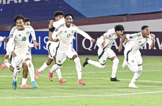 기뻐하는 사우디아라비아 선수들. /사진=아시아축구연맹 홈페이지 캡처