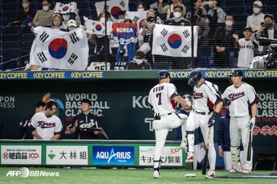 지난 2023년 일본 도쿄돔에서 열린 월드베이스볼 클래식에서의 대한민국 야구 대표팀. /AFPBBNews=뉴스1