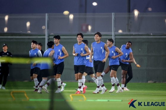 훈련을 하고 있는 광주 선수들. /사진=한국프로축구연맹