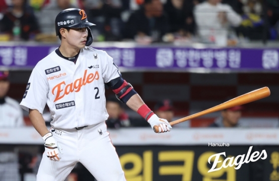 심우준의 타격 장면. /사진=한화 이글스