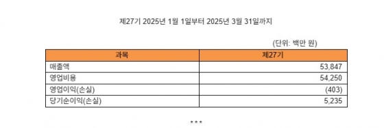 2025년 1분기 실적 요약(연결기준)