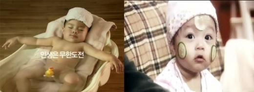'한 살의 쇼'광고 속 아기(좌, ⓒ제일기획)와 KBS 2TV '아빠 셋 엄마 하나'의 하선이(우, 방송화면 캡쳐) 