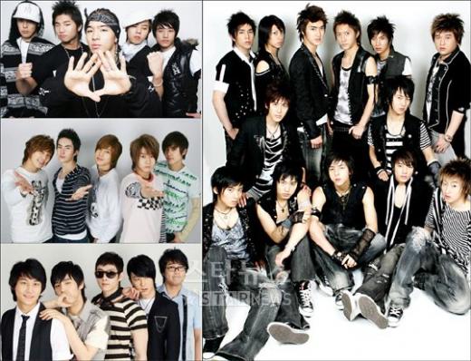 왼쪽부터 시계방향으로 빅뱅 슈퍼주니어 파란 SS501 ⓒ머니투데이 스타뉴스