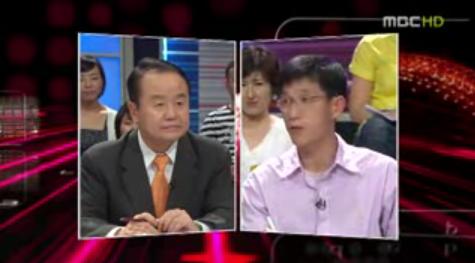 ↑20일 새벽 주성영 의원이 MBC \'100분토론\'에 출연해 진중권 중앙대 겸임교수와 토론을 벌이고 있다(MBC 방송 화면 캡쳐)