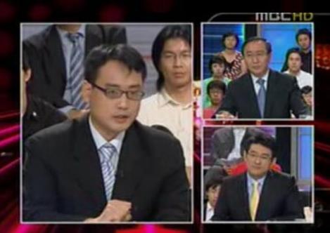 ↑27일 새벽 100분 토론에 참석한 변희재 인터넷미디어협회 정책위원장(MBC 화면캡쳐)