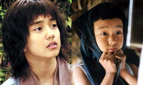 ↑지난해 MBC드라마 '태왕사신기'에 출연했던 모습(사진 왼쪽)과 2002년 영화 '집으로'에 출연했던 모습의 유승호 