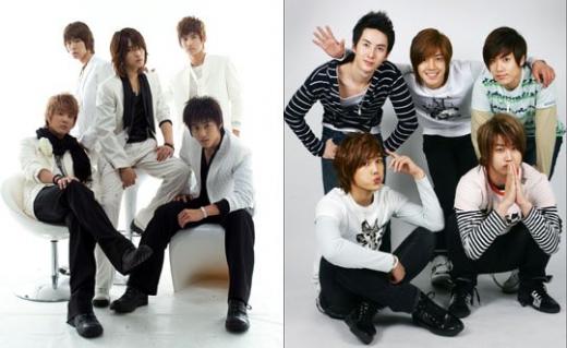 ↑동방신기(오른쪽)와 SS501(오른쪽)