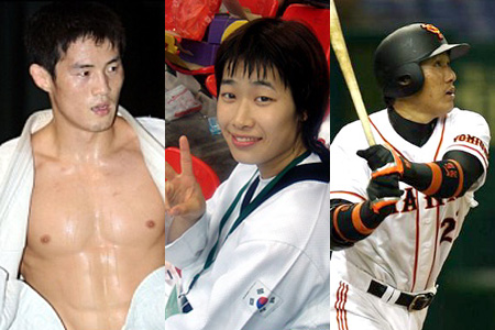 ↑8월에 열린 베이징올림픽에서 8월이 생일인 선수들이 맹활약을 펼쳤다. 사진 왼쪽부터 유도 최민호, 태권도 임수정, 야구 이승엽.
