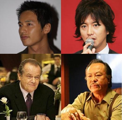 ↑원빈과 기무라 타쿠야(위), 잭 니콜슨과 주현(아래)
