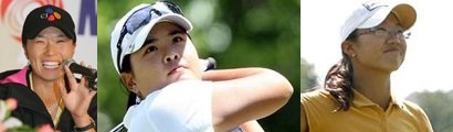 ↑LPGA에 활약중인 박세리, 박인비, 오지영(왼쪽부터)<br /><br />
