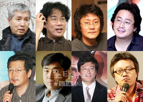 ⓒ<왼쪽 상단부터 시계방향으로 임권택,봉준호,박진표,박찬욱,최동훈,윤제균,유하,홍상수 감독>