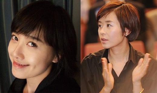 ↑ 단발머리의 구혜선, 최강희