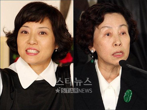 방송인 허수경(좌)과 배우 손숙 ⓒ홍봉진 기자 honggga@