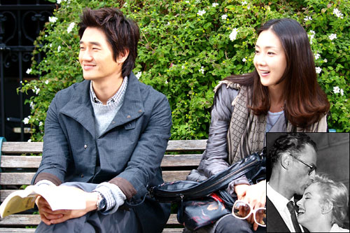 SBS 새 수목드라마 '스타의 연인'의 유지태-최지우(위)와 아서 밀러와 마릴린 먼로 ⓒ올리브나인(위), BBC 제공